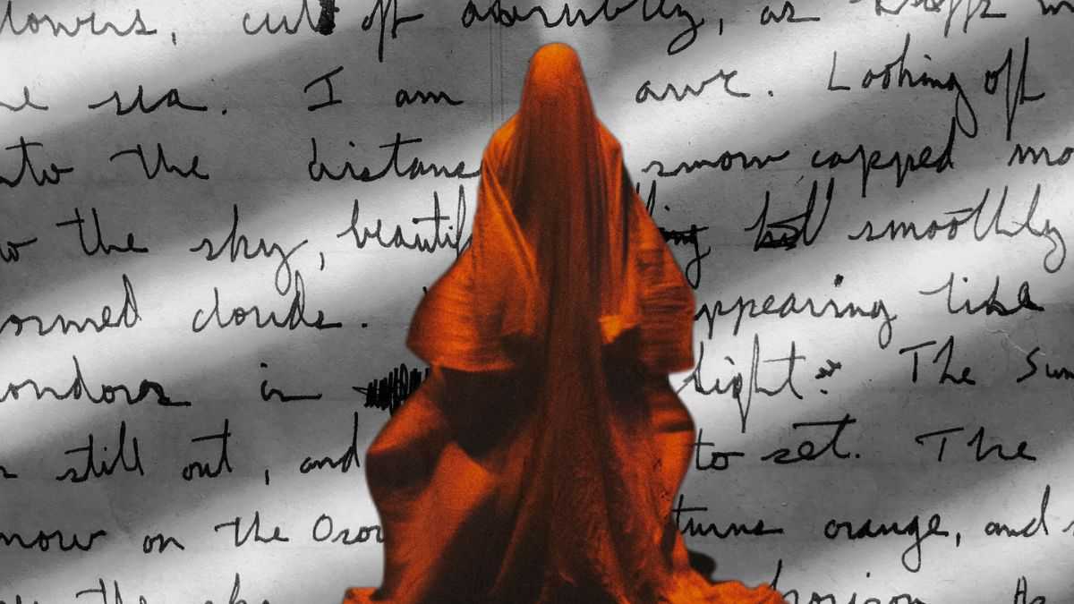Ghostwriting weergegeven door een geest met handgeschreven tekst